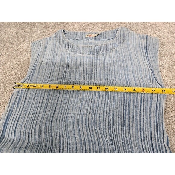 Faherty Gauze Blue Dye Midi Dress 100% Organic Cotton Women’s Sz  S Missing Belt - Picture 6 of 7